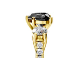Yellow gold Three-Stone Fancy Black Heart Cut Diamond Pavé Band with Four-Prong Setting_5