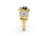 Yellow gold Three-Stone Fancy Black Heart Cut Diamond Wave Pave Band with Prong Setting_20