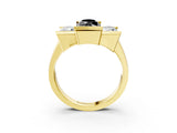Yellow gold Three Stone Fancy Black Marquise Cut Cut Channel Set Diamond Ring_3