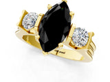Yellow gold Three-Stone Fancy Black Marquise Cut Cut Classic Band Prong Setting Ring_1