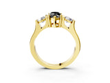 Yellow gold Three-Stone Fancy Black Marquise Cut Cut Classic Band Prong Setting Ring_3