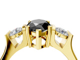 Yellow gold Three-Stone Fancy Black Marquise Cut Cut Classic Band Prong Setting Ring_4
