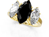 Yellow gold Three-Stone Fancy Black Marquise Cut Cut Diamond Engagement Ring with Flat Band and Four-Prong Setting_13