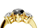 Yellow gold Three-Stone Fancy Black Marquise Cut Cut Diamond Engagement Ring with Flat Band and Four-Prong Setting_16