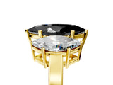 Yellow gold Three-Stone Fancy Black Marquise Cut Cut Diamond Engagement Ring with Flat Band and Four-Prong Setting_17