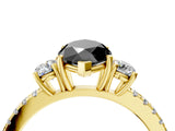 Yellow gold Three-Stone Fancy Black Marquise Cut Cut Diamond Pavé Band with Prong Setting_19