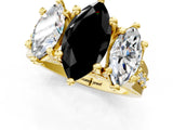 Yellow gold Three-Stone Fancy Black Marquise Cut Cut Diamond Ring with Channel-Set Band and Four-Prong Setting_13