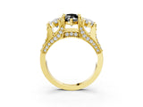 Yellow gold Three-Stone Fancy Black Marquise Cut Cut Diamond Ring with Channel-Set Band and Four-Prong Setting_15