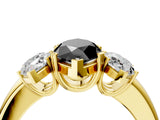 Yellow gold Three-Stone Fancy Black Marquise Cut Cut Diamond Ring with Channel Set Band and Four-Prong Setting_28
