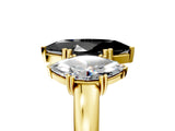 Yellow gold Three-Stone Fancy Black Marquise Cut Cut Diamond Ring with Channel Set Band and Four-Prong Setting_29