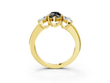 Yellow gold Three-Stone Fancy Black Marquise Cut Cut Diamond Ring with Channel Set Band and Four-Prong Setting_3