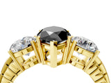 Yellow gold Three-Stone Fancy Black Marquise Cut Cut Diamond Ring with Channel-Set Band and Prong Setting_4