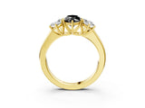 Yellow gold Three-Stone Fancy Black Marquise Cut Cut Diamond Ring with Prong Setting and Classic Band_3