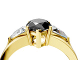Yellow gold Three-Stone Fancy Black Marquise Cut Cut Diamond Ring with Trillion Side Stones on a Split Shank Band_4