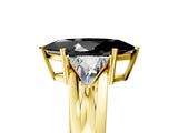 Yellow gold Three-Stone Fancy Black Marquise Cut Cut Diamond Ring with Trillion Side Stones on a Split Shank Band_5