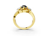Yellow gold Three-Stone Fancy Black Marquise Cut Cut Diamond Split Shank Prong Set Ring_3