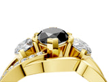 Yellow gold Three-Stone Fancy Black Marquise Cut Cut Diamond Split Shank Prong Set Ring_4