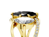 Yellow gold Three-Stone Fancy Black Marquise Cut Cut Diamond Split Shank Prong Set Ring_5