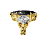 Yellow gold Three-Stone Fancy Black Marquise Cut Cut Milgrain Band Prong Setting Ring_5