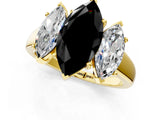 Yellow gold Three-Stone Fancy Black Marquise Cut Cut Solitaire Ring with Classic Prong Setting_1
