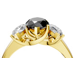 Yellow gold Three-Stone Fancy Black Marquise Cut Cut Solitaire Ring with Classic Prong Setting_4