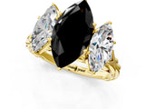 Yellow gold Three-Stone Fancy Black Marquise Cut Diamond Braided Band Ring with Four-Prong Setting_13
