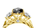 Yellow gold Three-Stone Fancy Black Marquise Cut Diamond Braided Band Ring with Four-Prong Setting_16