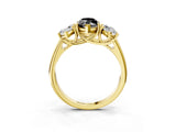 Yellow gold Three-Stone Fancy Black Marquise Cut Diamond Engagement Ring with Prong Setting_6