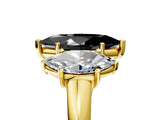 Yellow gold Three-Stone Fancy Black Marquise Cut Diamond Engagement Ring with Prong Setting_8