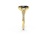Yellow gold Three-Stone Fancy Black Marquise Cut Diamond Pavé Band with Four-Prong Setting_2