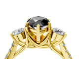 Yellow gold Three-Stone Fancy Black Marquise Cut Diamond Pavé Band with Four-Prong Setting_4
