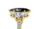 Yellow gold Three-Stone Fancy Black Marquise Cut Diamond Ring with Pavé Band and Prong Setting_29
