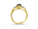 Yellow gold Three-Stone Fancy Black Marquise Cut Diamond Ring with Pear Side Stones and Four-Prong Setting_3