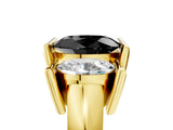 Yellow gold Three Stone Fancy Black Oval Cut Cut Channel Set Diamond Ring_5