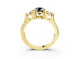 Yellow gold Three-Stone Fancy Black Oval Cut Cut Classic Band Prong Setting Ring_3