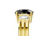 Yellow gold Three-Stone Fancy Black Oval Cut Cut Classic Band Prong Setting Ring_5