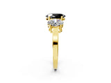 Yellow gold Three-Stone Fancy Black Oval Cut Cut Diamond Engagement Ring with Flat Band and Four-Prong Setting_14