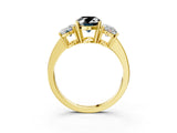 Yellow gold Three-Stone Fancy Black Oval Cut Cut Diamond Engagement Ring with Flat Band and Four-Prong Setting_15
