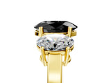 Yellow gold Three-Stone Fancy Black Oval Cut Cut Diamond Engagement Ring with Flat Band and Four-Prong Setting_17