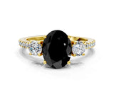 Yellow gold Three-Stone Fancy Black Oval Cut Cut Diamond Pavé Band with Prong Setting_35