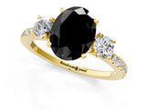 Yellow gold Three-Stone Fancy Black Oval Cut Cut Diamond Pavé Band with Prong Setting_36