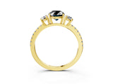 Yellow gold Three-Stone Fancy Black Oval Cut Cut Diamond Pavé Band with Prong Setting_38