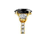 Yellow gold Three-Stone Fancy Black Oval Cut Cut Diamond Pavé Band with Prong Setting_40