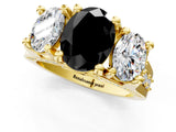 Yellow gold Three-Stone Fancy Black Oval Cut Cut Diamond Ring with Channel-Set Band and Four-Prong Setting_13