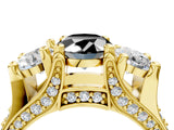 Yellow gold Three-Stone Fancy Black Oval Cut Cut Diamond Ring with Channel-Set Band and Four-Prong Setting_16