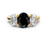 Yellow gold Three-Stone Fancy Black Oval Cut Cut Diamond Ring with Channel Set Band and Four-Prong Setting_25
