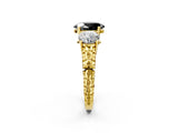 Yellow gold Three-Stone Fancy Black Oval Cut Cut Diamond Ring with Channel-Set Band and Prong Setting_2