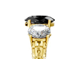 Yellow gold Three-Stone Fancy Black Oval Cut Cut Diamond Ring with Channel-Set Band and Prong Setting_5