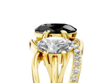 Yellow gold Three-Stone Fancy Black Oval Cut Cut Diamond Split Shank Prong Set Ring_5