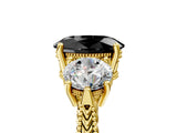 Yellow gold Three-Stone Fancy Black Oval Cut Cut Milgrain Band Prong Setting Ring_11